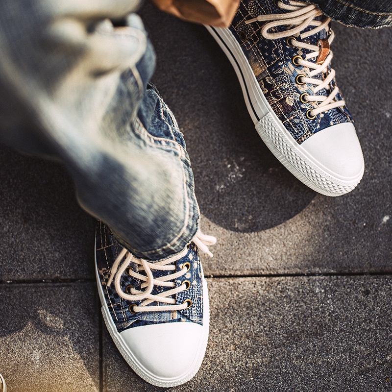 Giày thể thao MADEN vải canvas cổ thấp in họa tiết hoa phong cách Nhật Bản thời trang mùa hè 2022 dành cho nam