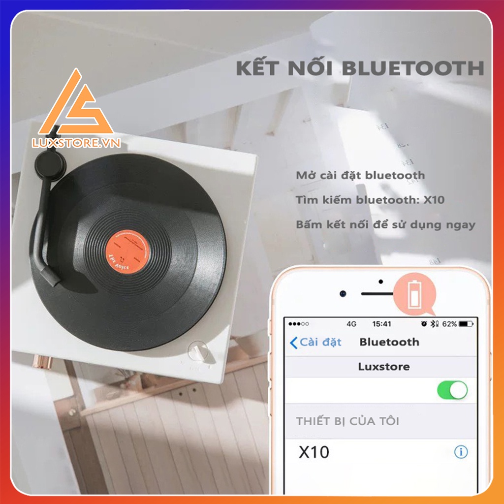 LOA BLUETOOTH MINI DECOR ĐĨA THAN VINYL CỔ ĐIỂN X10 ÂM THANH SIÊU TRẦM SANG TRỌNG – LUXSTORE