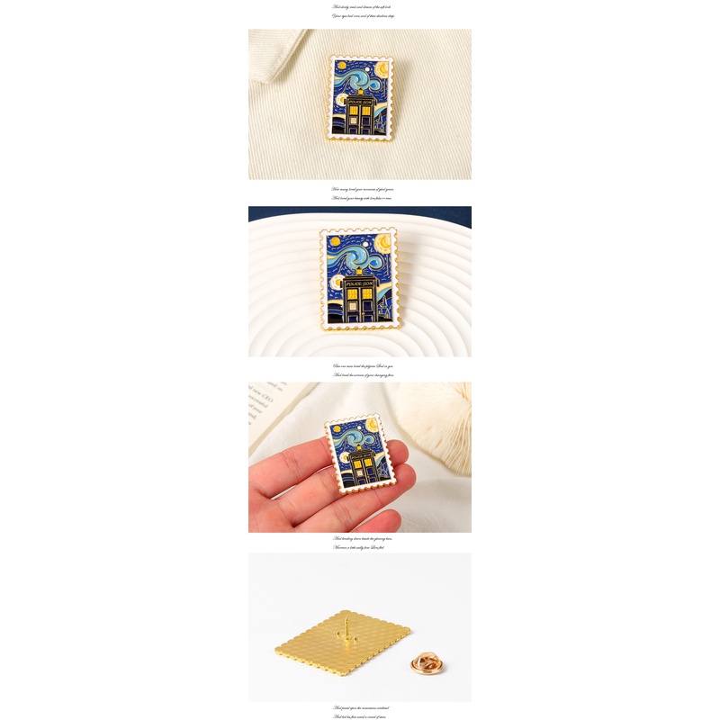 Ghim Cài Áo Hình Tranh Sơn Dầu Van Gogh Độc Đáo