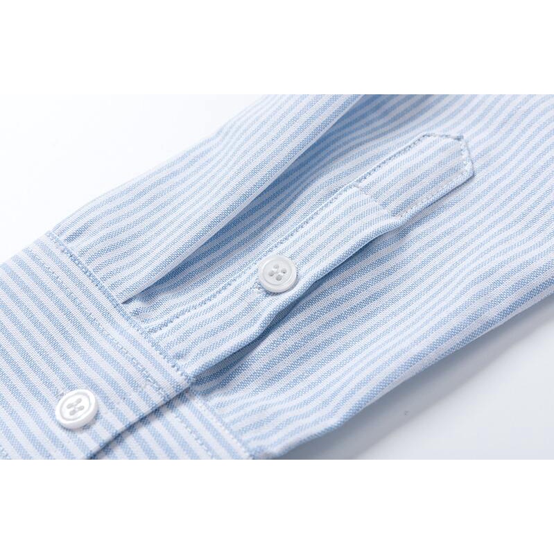 Áo sơ mi tay dài kẻ sọc thêu hình trái tim thời trang cho cặp đôi