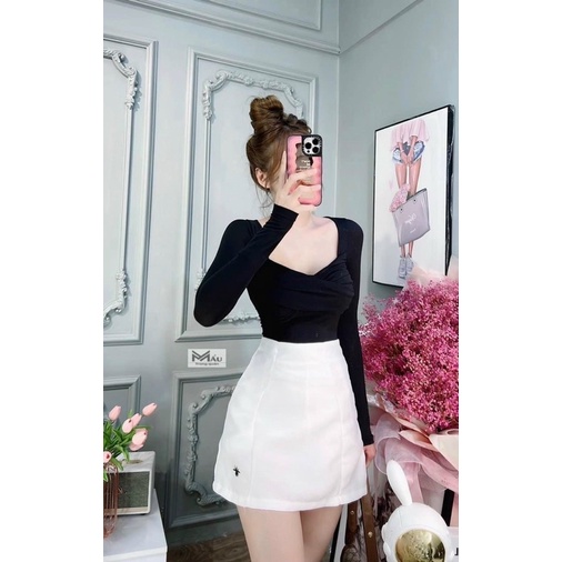 Áo Thun Croptop tay dài xoén ngực