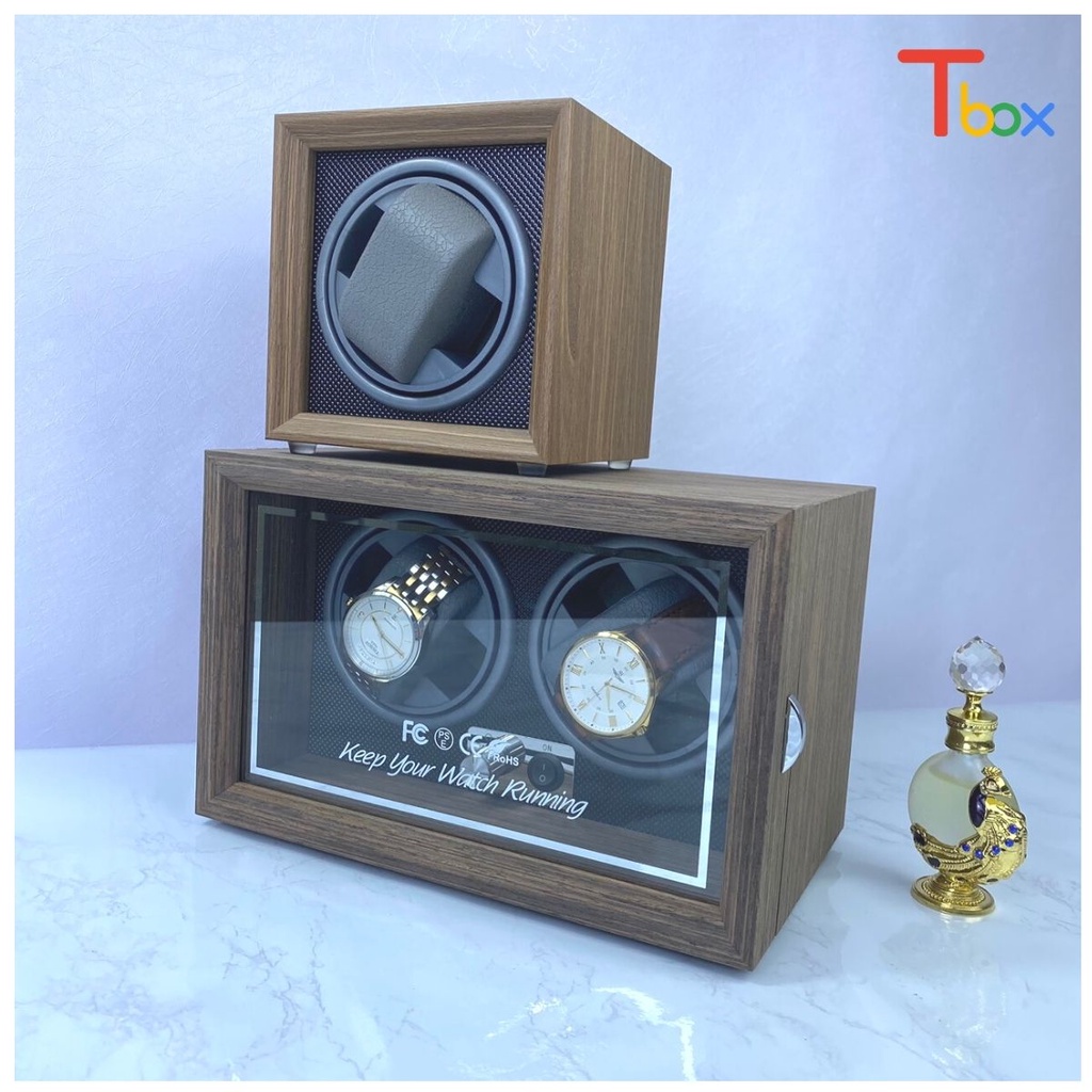 Hộp xoay đồng hồ cơ, hộp lên cót cho,1,2,4 chiếc đồng hồ nằm ngang (mẫu mới) với 5 chế độ cao cấp.