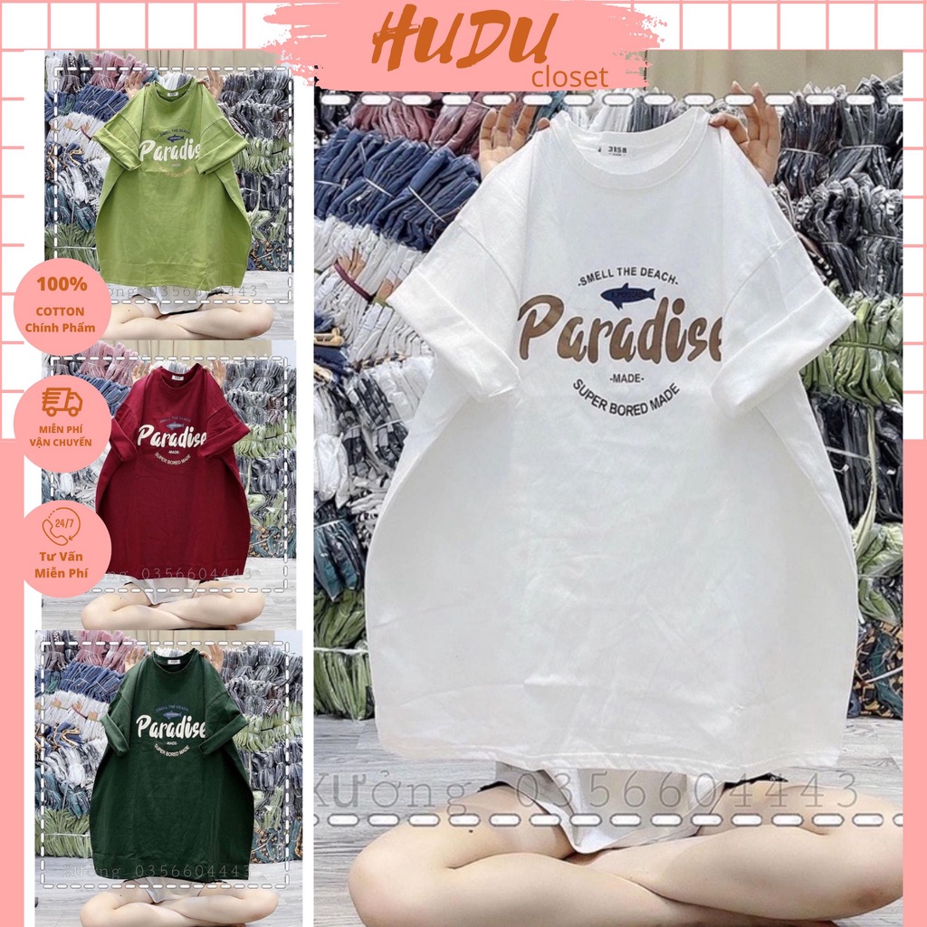 Áo Phông Tay Lỡ Thun 3158 Cotton Khô Form Rộng Unisex Nam Nữ In Hình Paradise