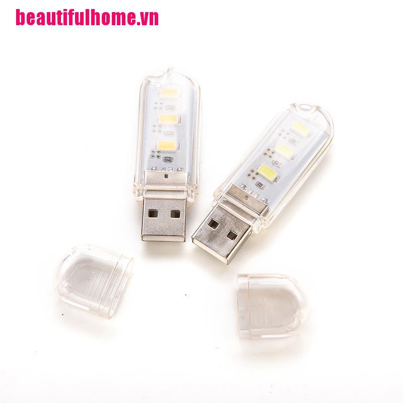 Đèn Ngủ USB 3 Bóng LED Trắng Thiết Kế Nhỏ Gọn Kèm Móc Khóa Tiện Dụng