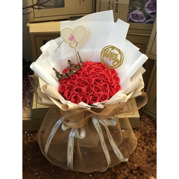 [Nowship] Bó hoa sáp 4 lớp cao cấp 40bông gói siêu to kiểu Hàn Quốc. Hà Nội có Nowship nhận sau 2h