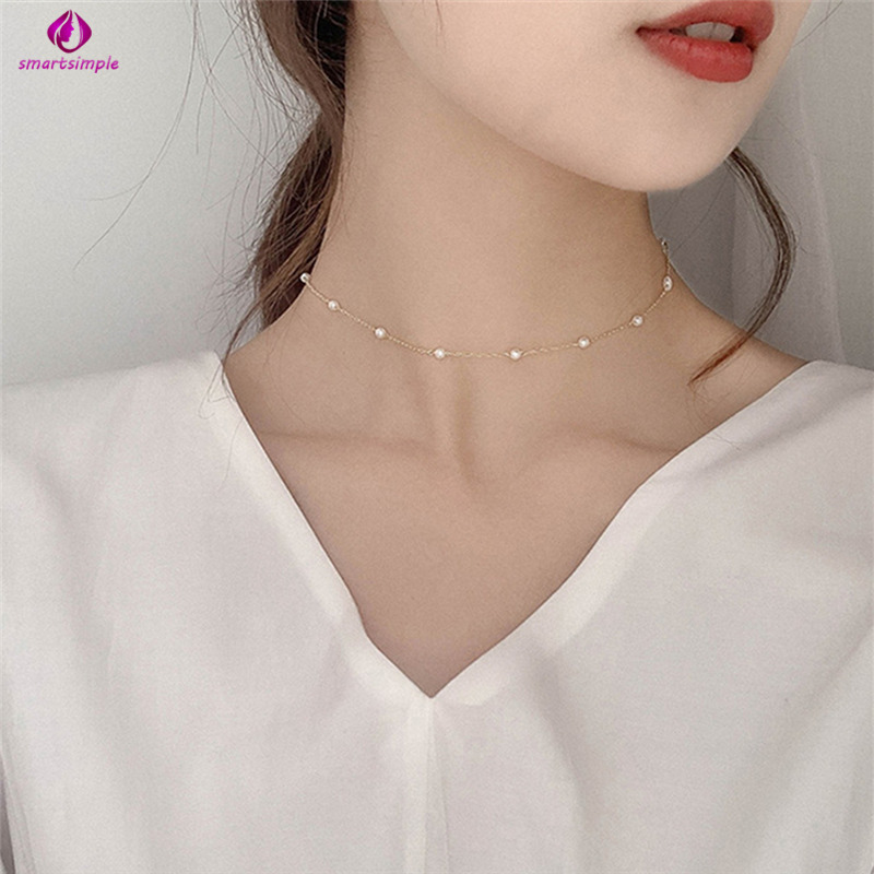 vòng cổ Hợp Kim Đính Ngọc Trai Giả Xinh Xắn Cho Nữ