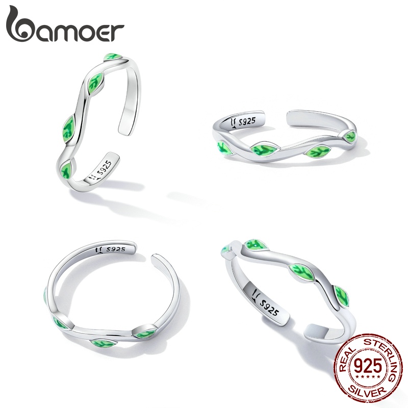 Khuyên tai BAMOER SCE13903 bằng bạc 925 hình hoa lá thời trang xinh xắn cho nữ