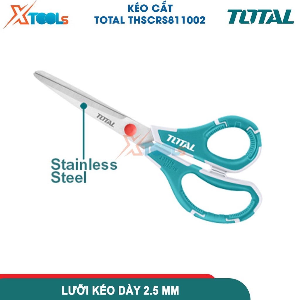 Kéo cắt cầm tay TOTAL THSCRS811002 215mm, chất liệu thép không gỉ, độ dày lưỡi 2.5mm, tay cầm nhỏ gọn -CHÍNH HÃNG-XTOOLS