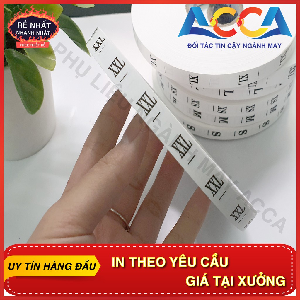 [GIÁ SỐC]_CUỘN MÁC VẢI GIẤY IN SIZE CHỮ 100M_ SIZE TỪ XS-3XL 1-20_XƯỞNG IN NHÃN MÁC ACCA _ IN NHÃN MÁC QUẦN ÁO