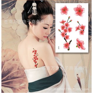 Hình xăm dán hoa hồng khoe sắc xuân 15x21cm