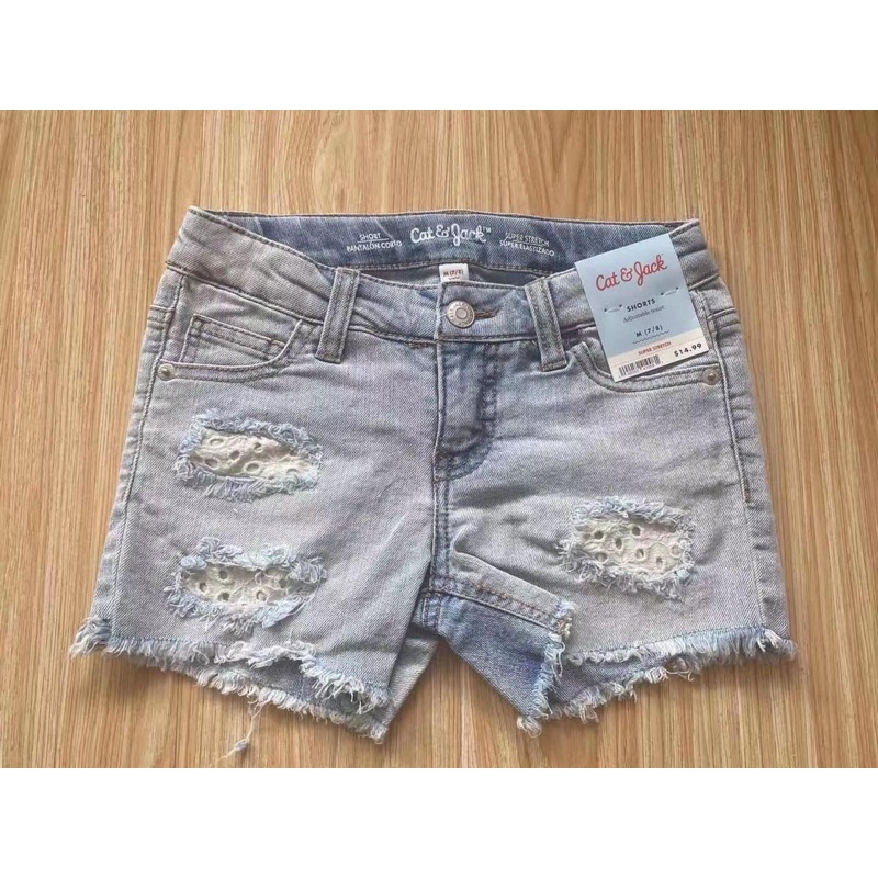 Quần shorts bò bé gái C&amp;J 4-16 tuổi Quần đùi jean bé gái Chất cotton denim xuất dư cao cấp 0621