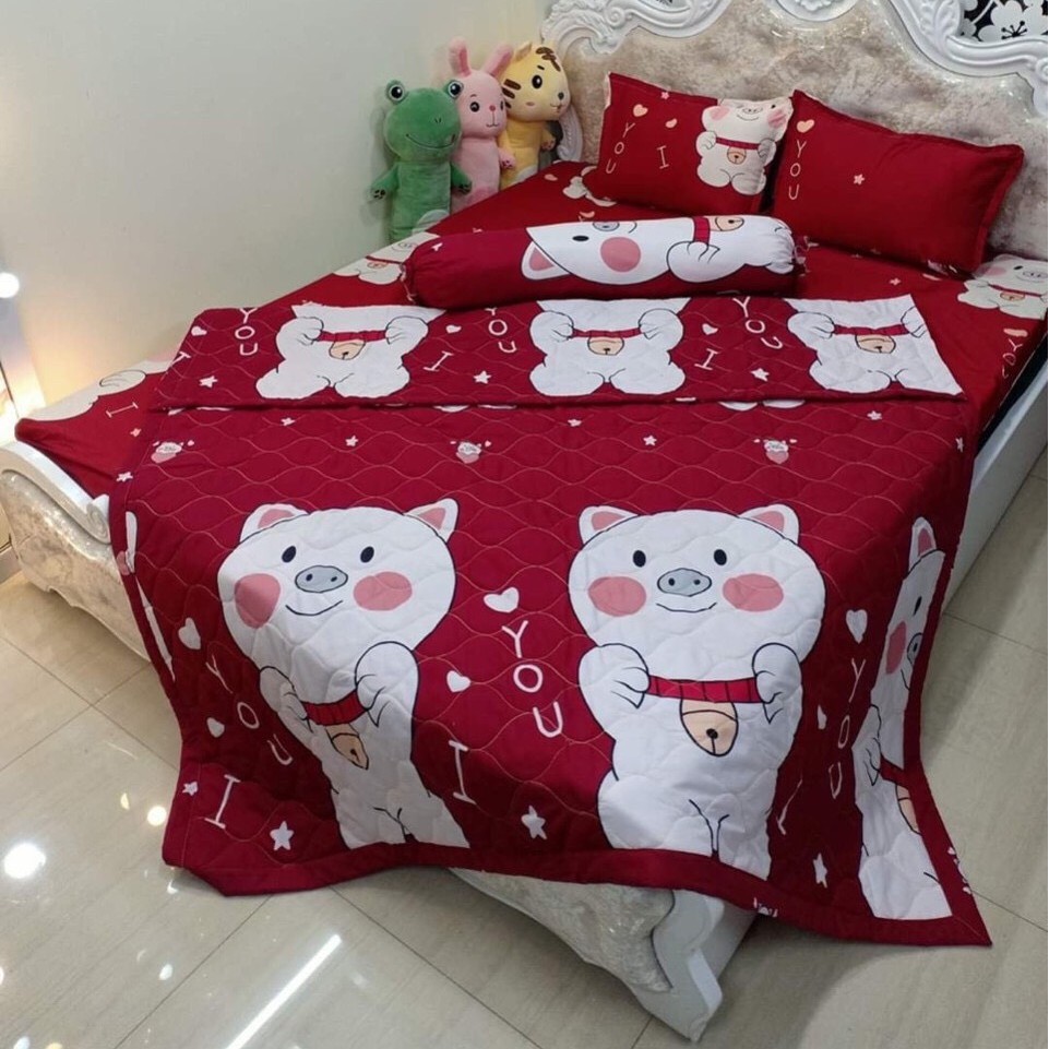 Set 3 Ga Gối Poly Cotton HEO ĐỎ TO- LỢN ĐỎ ĐỦ KÍCH THƯỚC CHỌN LỰA