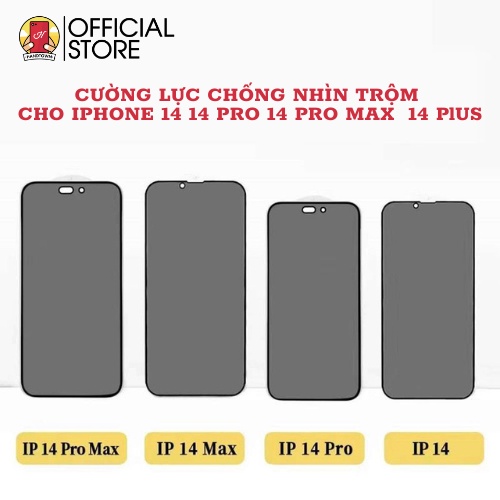 Miếng Dán Kính Cường Lực Chống Nhìn Trộm Dành Cho iPhone 14 14 Pro Max Plus cứng 9H Full Màn Hình Full Keo Không Cấn Gợ