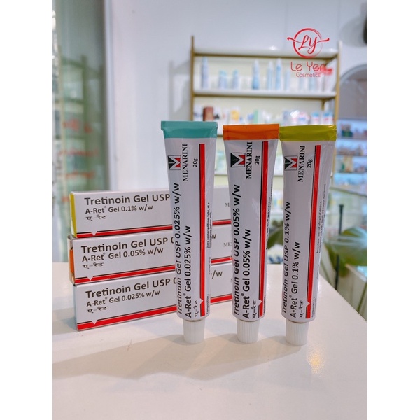 Tretinoin Aret gel 0.1% - 0.05% - 0.025% (20g) - tretinol giảm mụn, chống lão hóa (tre Ấn Độ chính hãng)