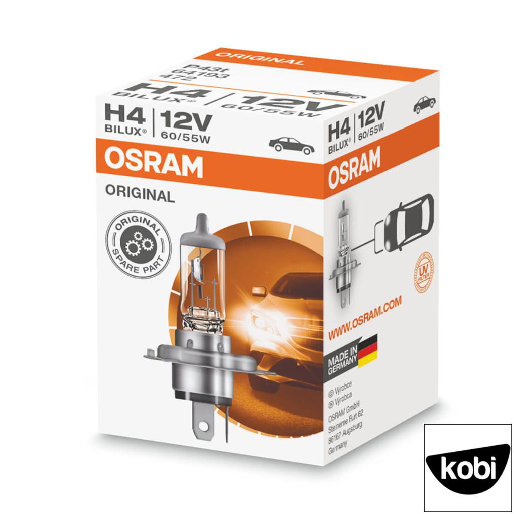 Bóng đèn osram H4 12V 60/55W dùng cho pha cos ô tô và xe máy, bền bỉ, ánh sáng chuẩn, siêu tiết kiệm, model 2019