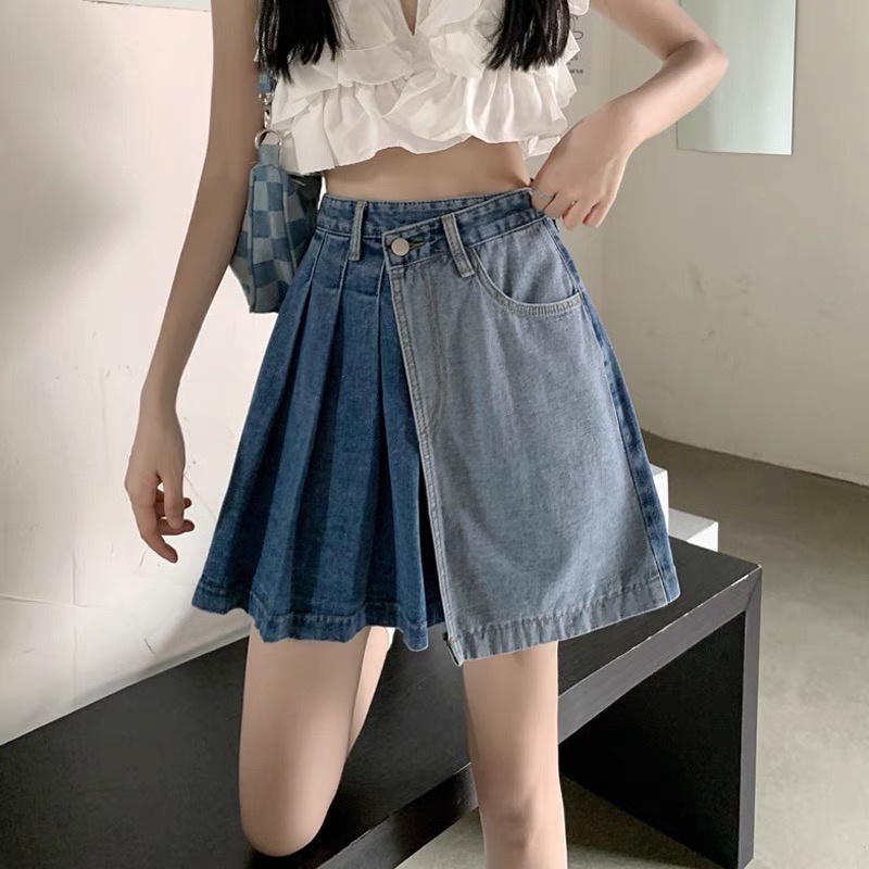 Chân Váy Jeans Lưng Cao Thời Trang Hàn Quốc
