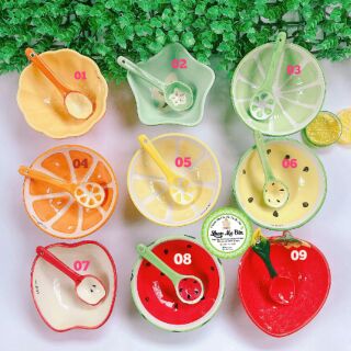 Bộ Bát Thìa Sứ Hình Quả Cute Cho Bé 200ml