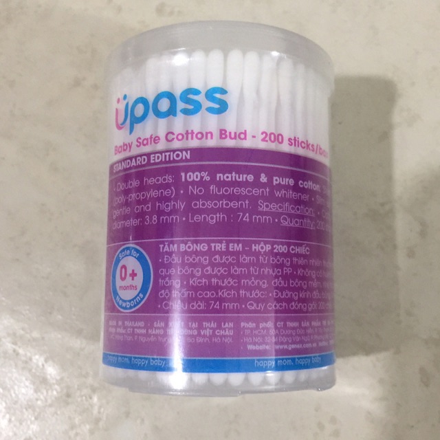 tăm bông hộp 200 cây cho bé