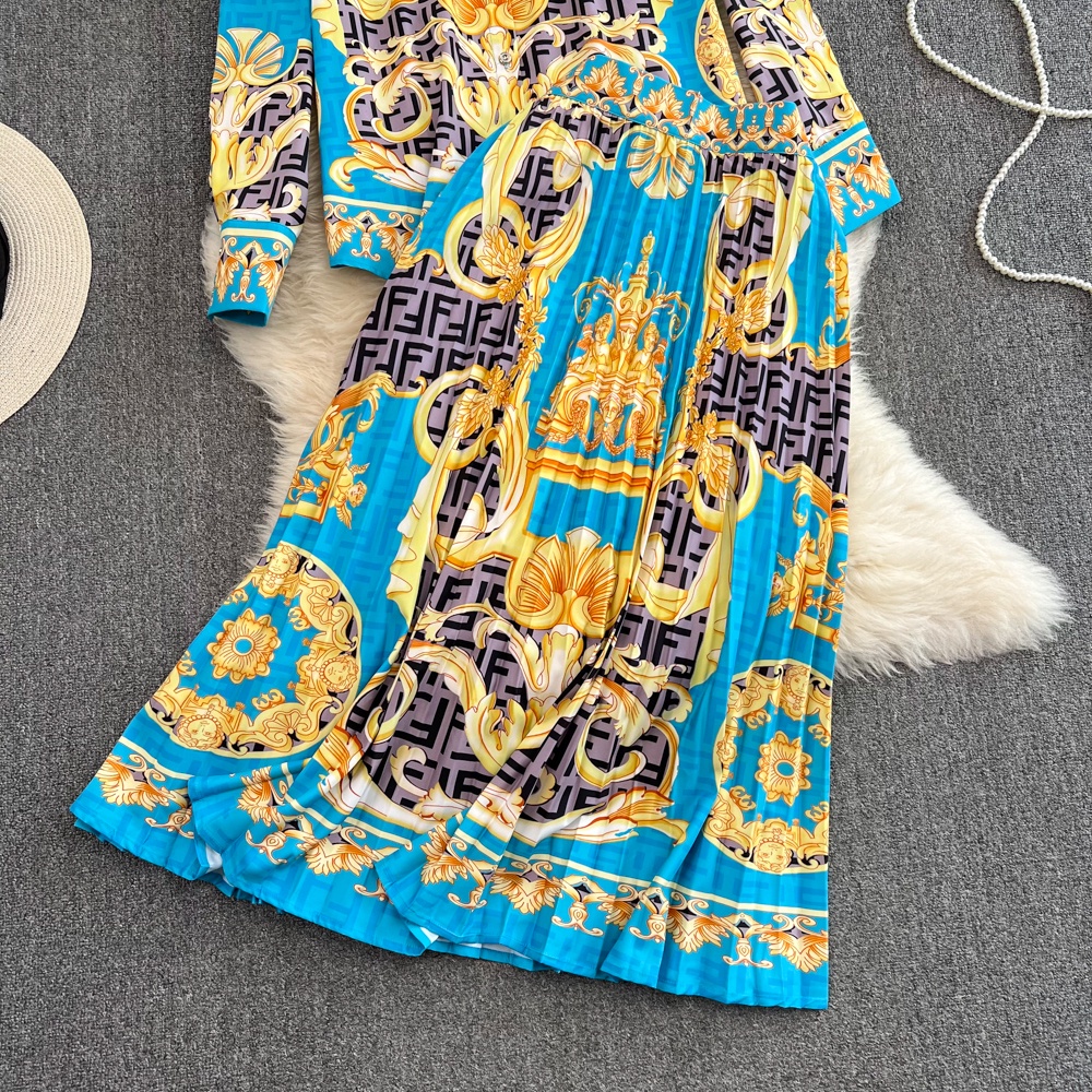 #2286  Set áo sơ mi tay dài + chân váy dài xếp ly dài có size