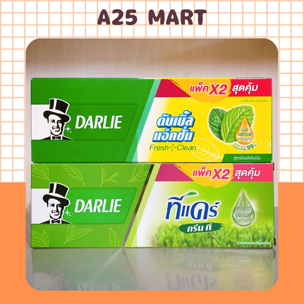 Kem Đánh Răng Ông Tây Đen Darline Thái Lan Hương Trà Xanh/ Bạc Hà Hộp 2 Tuýp x 160g