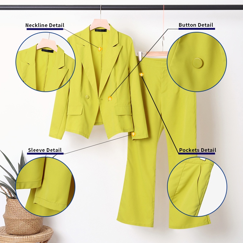 Set áo khoác blazer + quần dài ZANZEA phong cách thời trang cho nữ