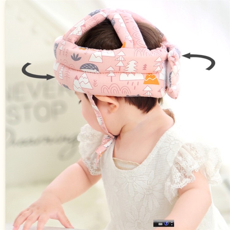 Mũ bảo hiểm cho bé tập đi có đệm chống va đập có thể điều chỉnh rộng,chật