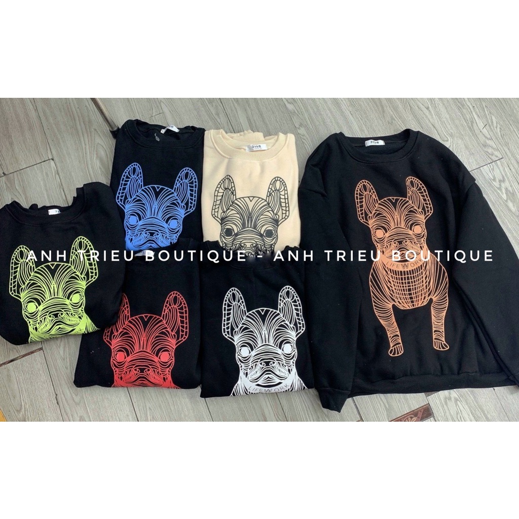 Áo Nỉ Nữ, Nam Chó Pull in 2 Mặt Form Rộng Hàn Quốc Cao Cấp Mặc Đôi Siêu iu - Hàng mới về