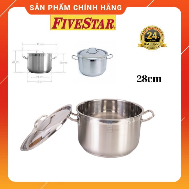 Nồi Inox luộc gà 3 đáy- FIVESTAR- 28CM-Nồi Đun Bếp Từ-dụng cụ nấu ăn,Tân Hợp Thành,bền, đẹp,giá rẻ-BẢO HÀNH 5 NĂM