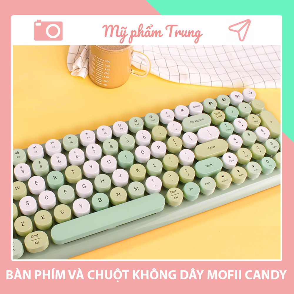 Combo bàn phím và chuột không dây Mofii Candy giả cơ màu dễ thương 84 phím, dùng cho laptop, tivi ipad