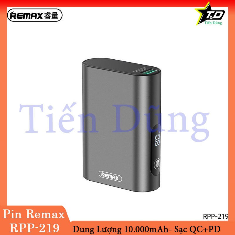 Pin Sạc Dự Phòng 10000mAh remax RPP 219 hỡ trợ sạc nhanh PD20W + QC22.5w màn hình led hiển thị pin nhỏ gọn