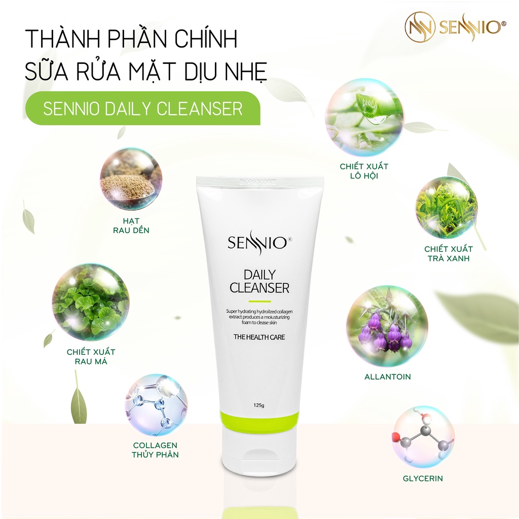 Sữa Rửa Mặt Dịu Nhẹ Tạo Bọt Cho Da Mụn Hỗ Trợ Trắng Da Tốt SENNIO Daily Cleanser 125ML - TODAHO SNO 823