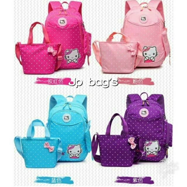 Ba Lô Vải Bố 3 Trong 1 Họa Tiết hello kitty