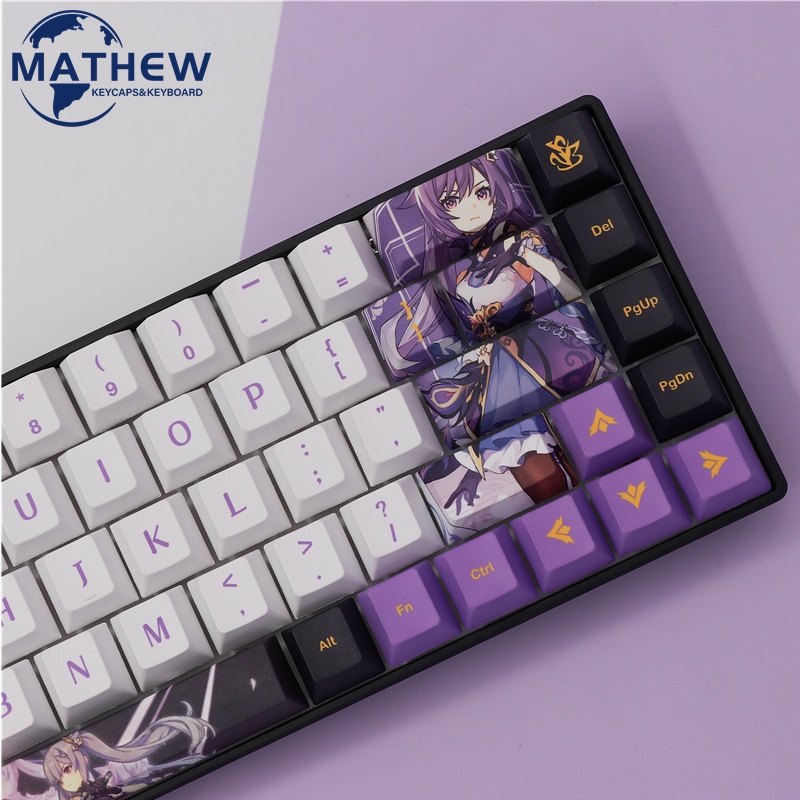 Genshin Impact Keqing Keycap Cherry Profile Nút bàn phím PBT cá tính chủ đề cho phím cơ với chiều cao kiểu
