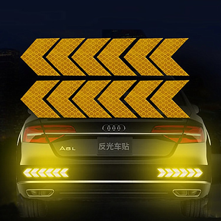 Bộ 12 Miếng Decal mũi tên dán phản quang đuôi xe ô tô và xe máy