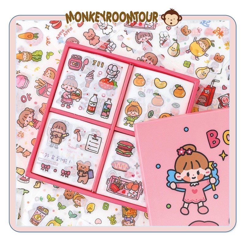 1 tờ giấy dán hình cô gái dễ thương nhiều mẫu mã