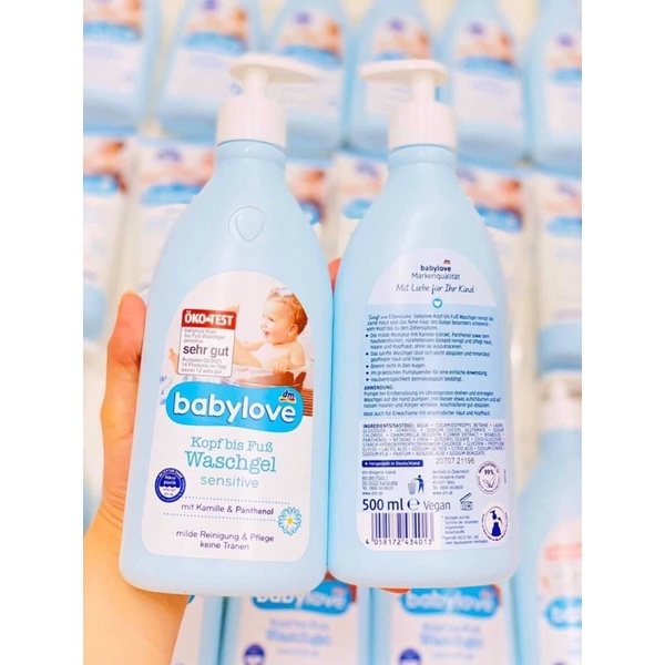 Sữa tắm gội trẻ em Babylove 2 trong 1 cho da nhạy cảm, hương hoa dịu nhẹ không kích ứng [ Hang Đức]