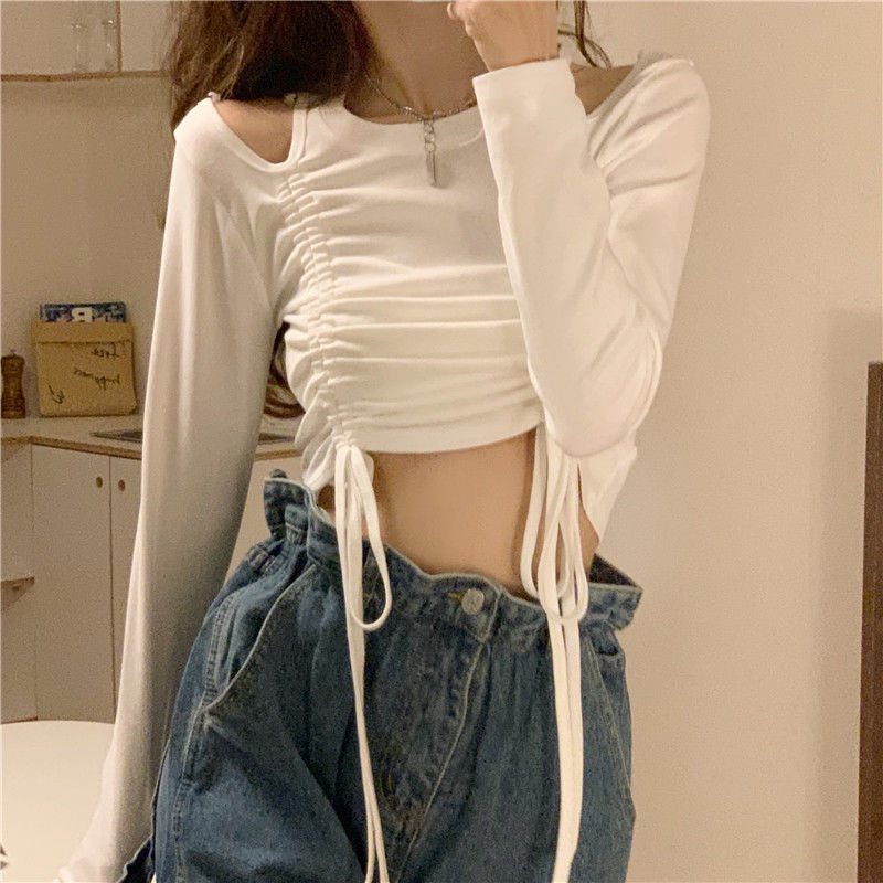 Áo Croptop Tay Dài Phong Cách Thời Trang Xuân Thu Mới 2022 Quyến Rũ Cho Nữ