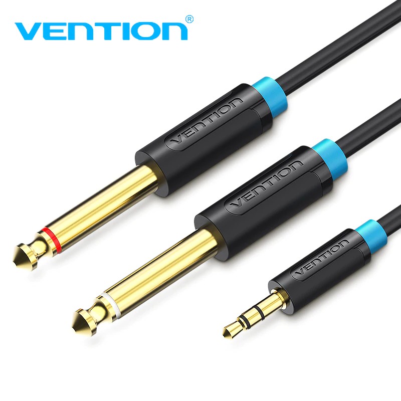 Đầu giắc cắm AUX Vention 3.5mm chia hai đầu đôi sang 6.5mm audio 1/4" mono stereo 1/8"