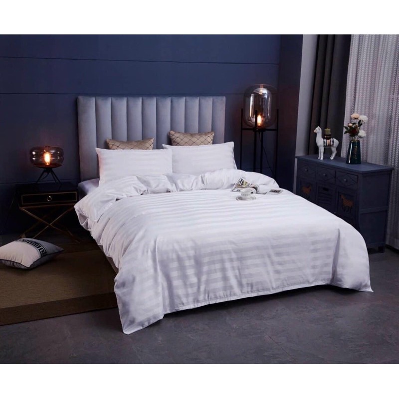 Bộ Chăn Ga Cotton Kẻ 3F ( Khách sạn 5 Sao)