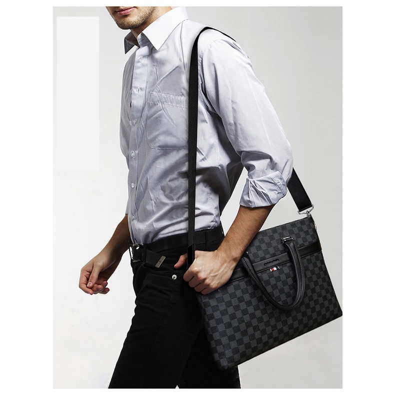 Cohnim Kevin Túi tote công sở da nam chính hãng, Túi đựng máy tính xách tay 14 inch