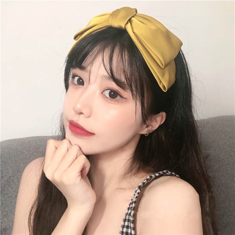 Băng Đô Cài Tóc Hình Nơ Màu Trơn Đơn Giản Phong Cách Hàn Quốc 2022 Dễ Thương