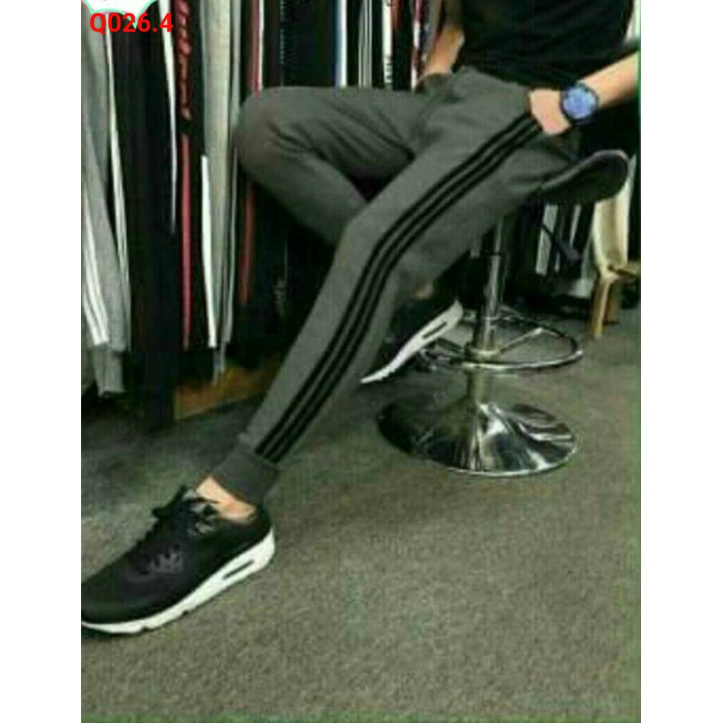 Quần dài jogger ⚡️ SIÊU PHẨM MỚI ⚡️ QUAN THỂ THAO NAM PHỐI 3 SỌC NHIỀU MÀU vải thun NỈ đen XÁM có túi đẹp