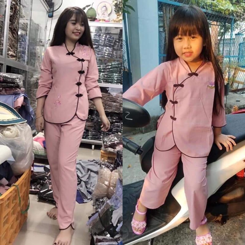 🧏‍♀️Đồ lam đi chùa cho bé #Mẫu cổ tàu cài xéo