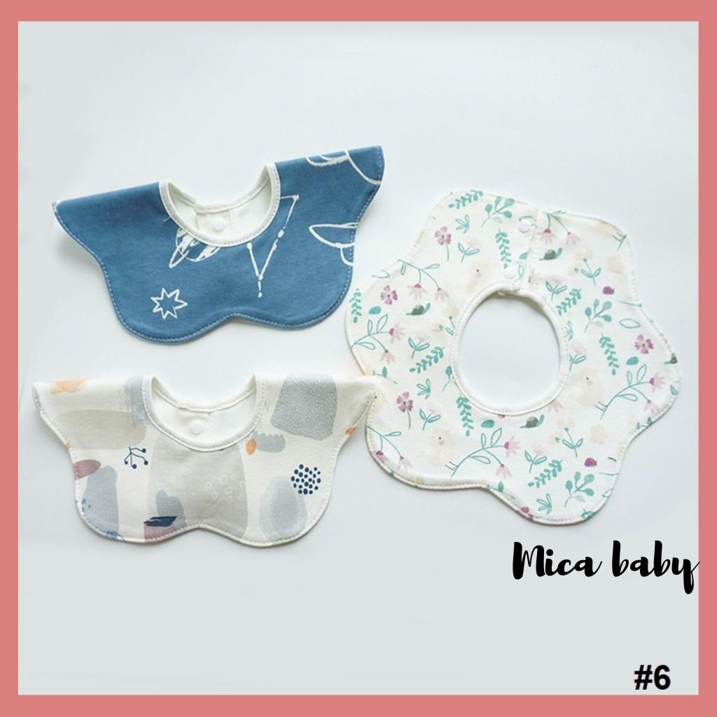 Set 3 yếm cổ tròn cánh hoa chất cotton mềm mại dễ thương cho bé Mica Baby YC06