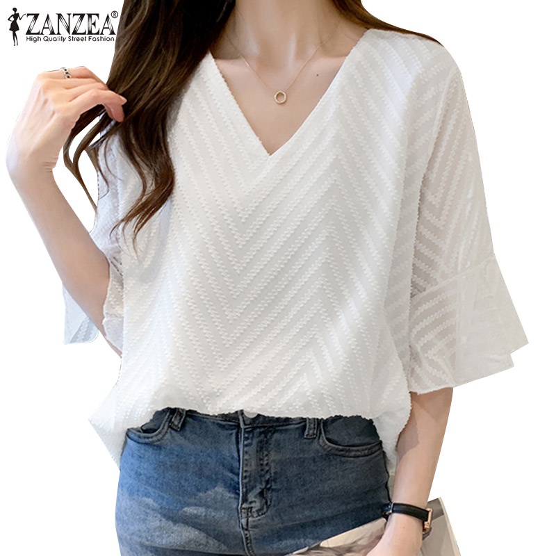 Zanzea Áo Nữ Tay Dài 3 / 4 Cổ Chữ V Thời Trang Quyến Rũ