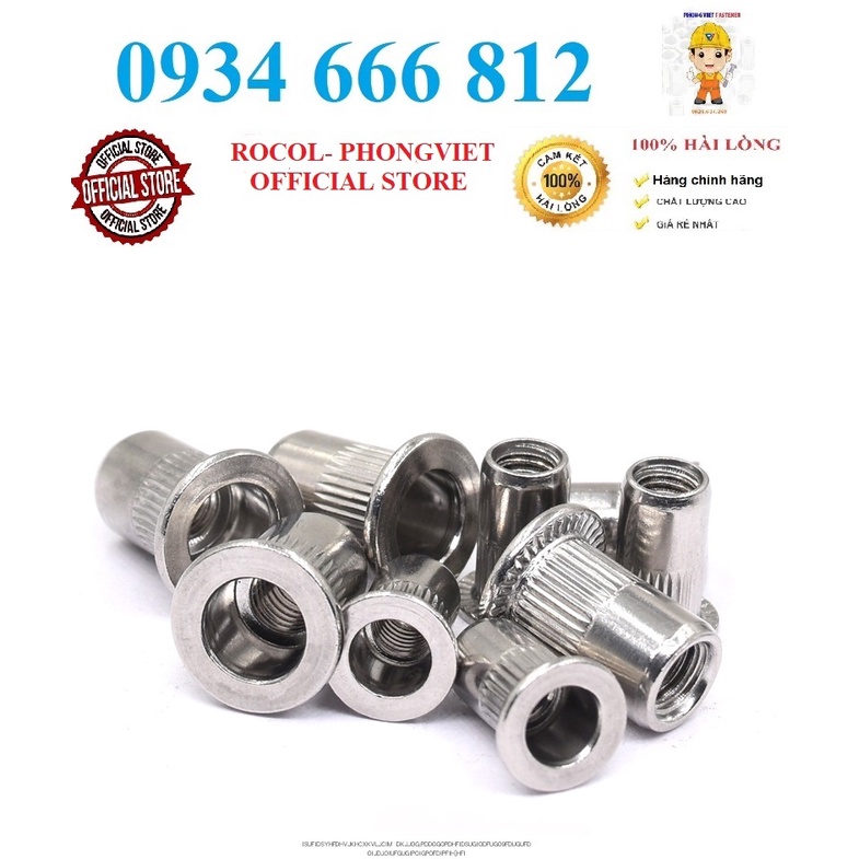 Combo 50c Ốc tán rút inox 304 M5