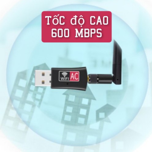 [Hỏa Tốc - BH 6 THÁNG] USB Nâng cấp thu wifi 5G, AC 5Ghz 600Mbps, có ANTEN, Gigabit cho máy bàn và laptop tốc độ cao