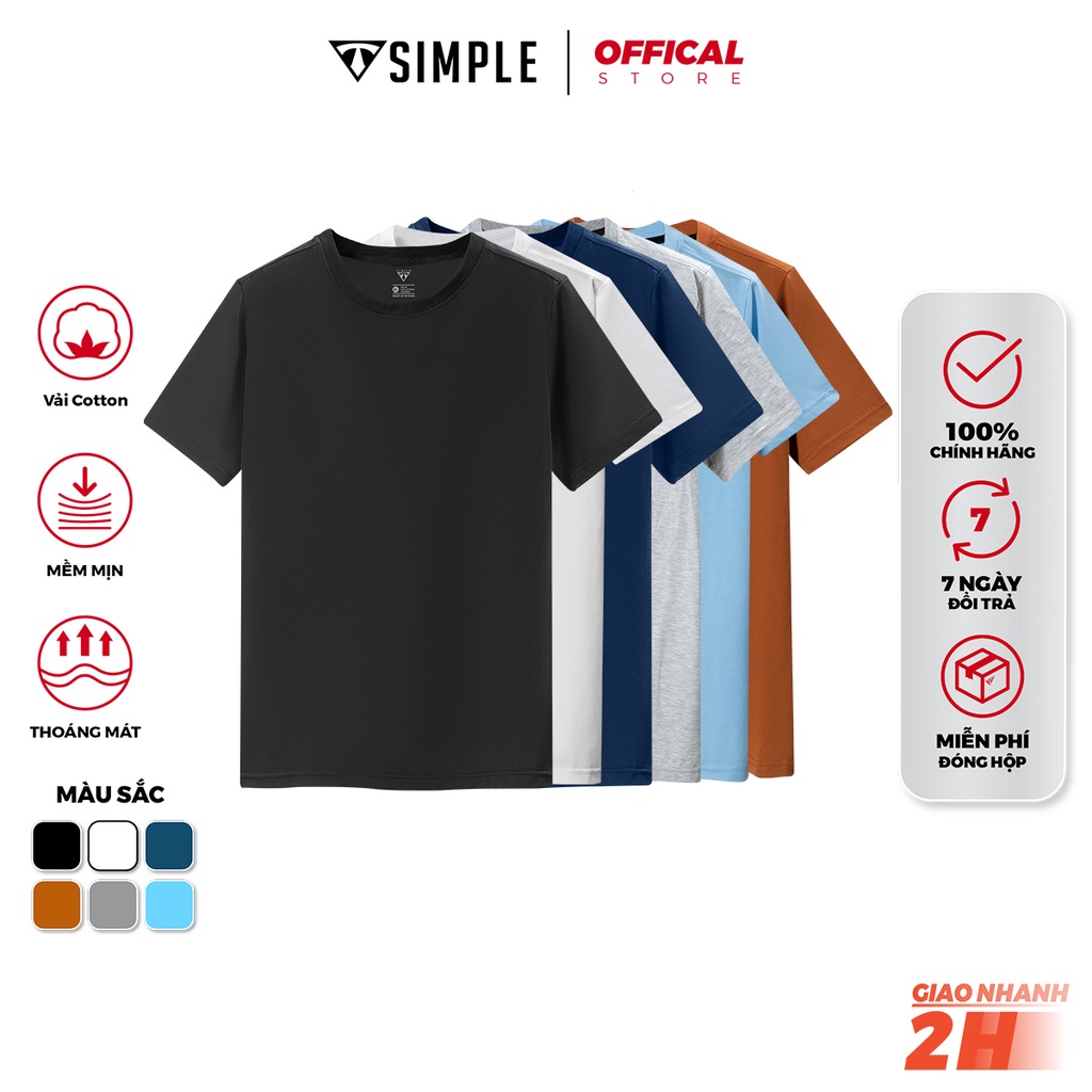 Áo Thun Nam Cổ Tròn TSIMPLE vải Cotton co giãn dày dặn phông trơn basic tay ngắn nhiều màu !