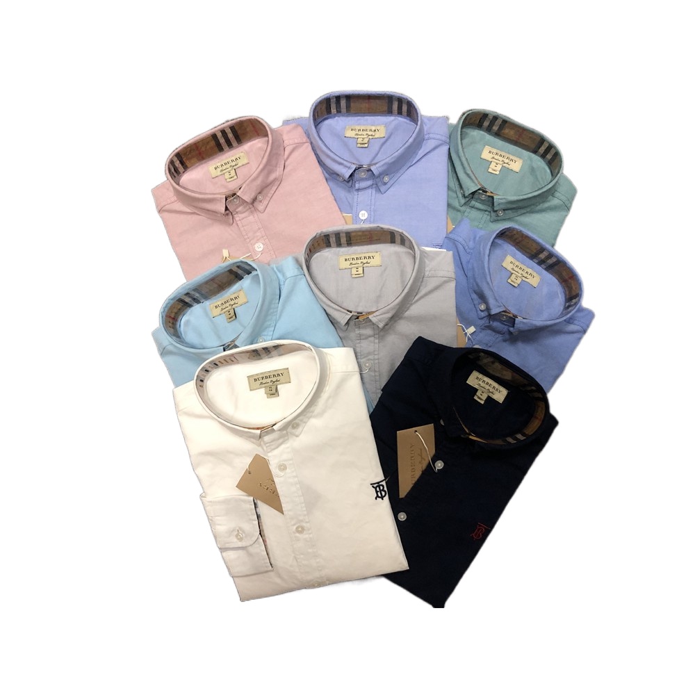 Áo Sơ Mi Burberry Vải Cotton Màu Trơn Tay Dài Dáng Ôm Cá Tính Cho Nam