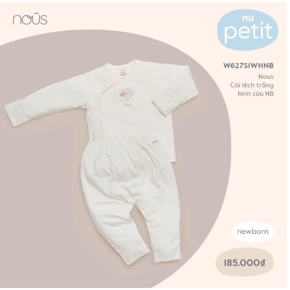 Bộ dài tay cài lệch sơ sinh, chất liệu pretty
